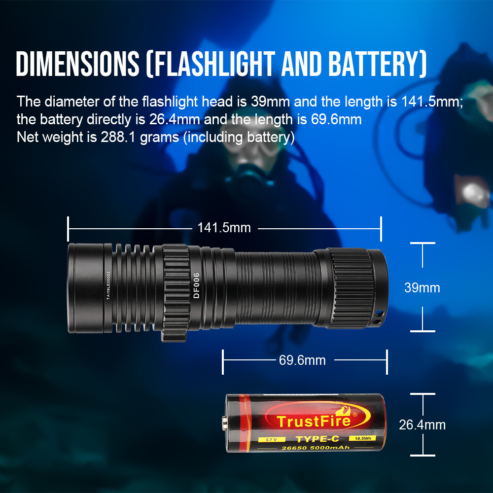 Trustfire 2300Lumen led Diving Light 100M Waterproof Scuba LED Flashlight w
