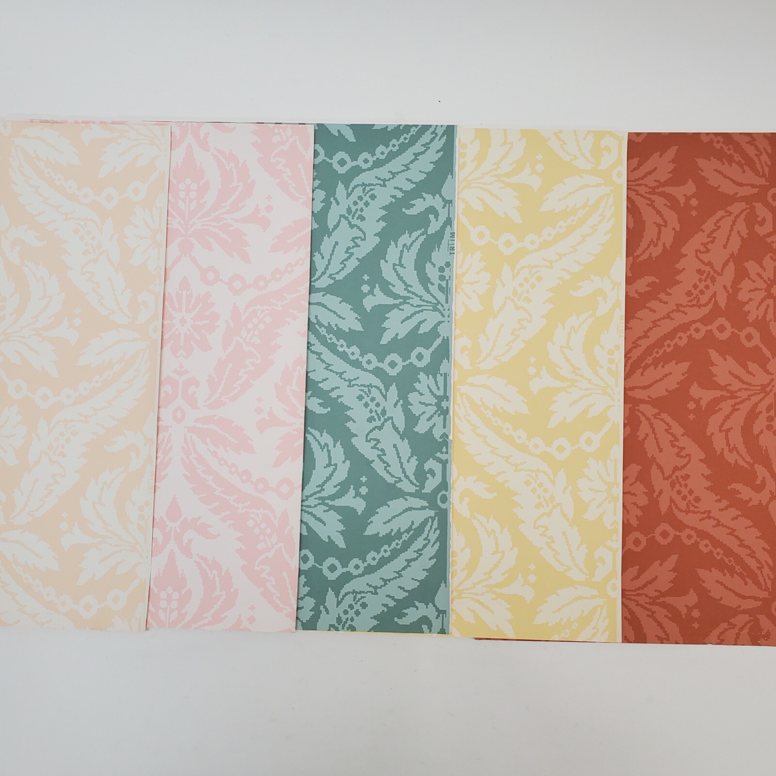 Lot of 5 Vintage 1985 Brunschwig & Fils Harrow Damask Wallpaper Sample 19 "X 12"