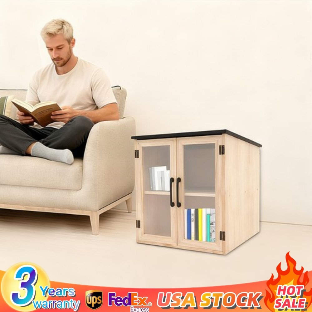 2 Tiers Library Book Storage Box, Wooden Book Cabinet, Literature Cabinet