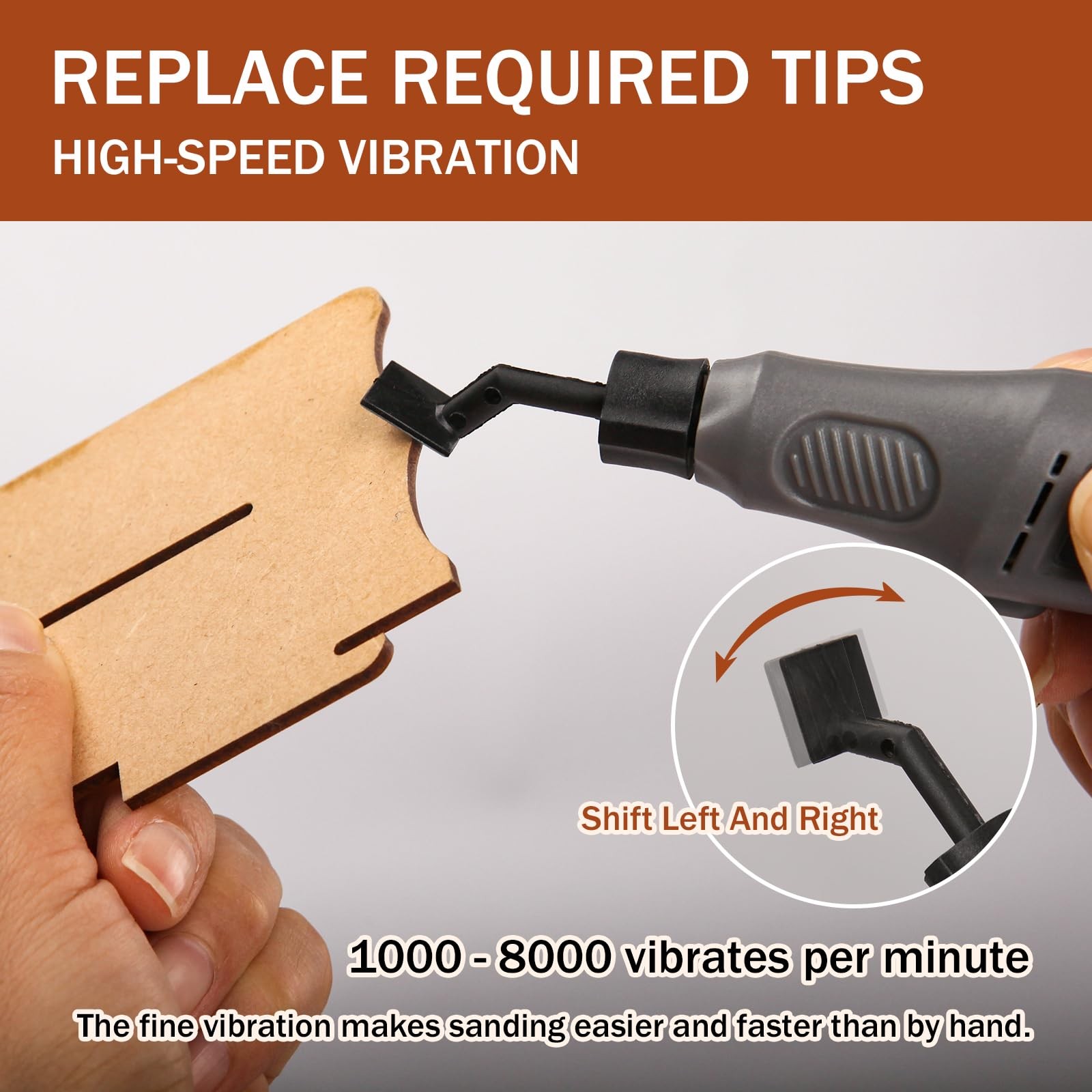 Cordless Pen Sander, Variable Speed and USB Charging with LED Light, Multi-Pu...