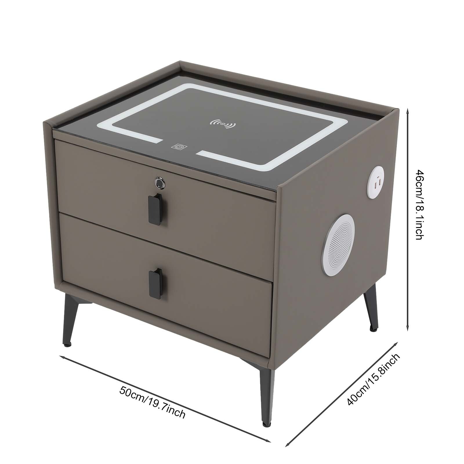 Bluetooth Speaker Smart Bedside Table w/ Light USB& Wireless Charging