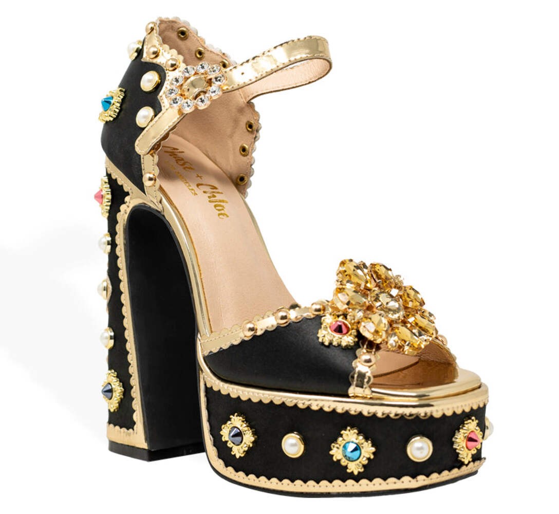 Women's Royal-1 Dazzling Multi Color Jeweled Sandals Platform Chunky Block High