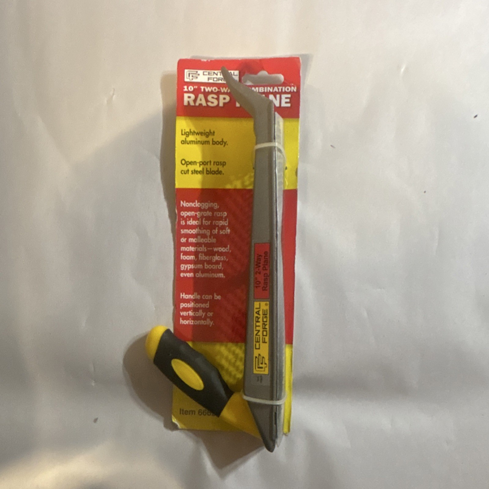 Central Forge 66620 Rasp Plane Steel Blade 2" Aluminum Body 10" Yellow Black