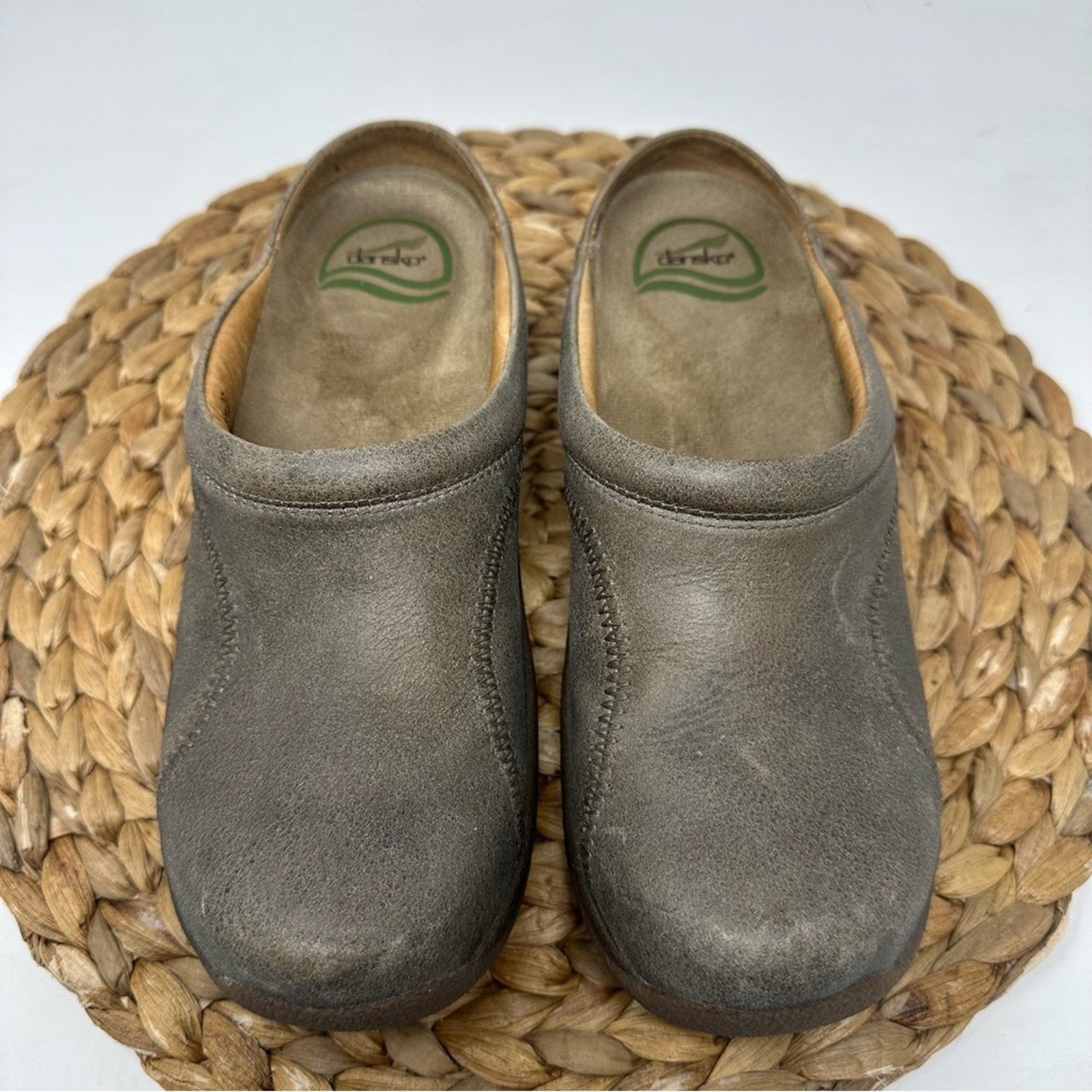 Dansko Kari Brown Distressed Leather Backless Clogs Size EU 37