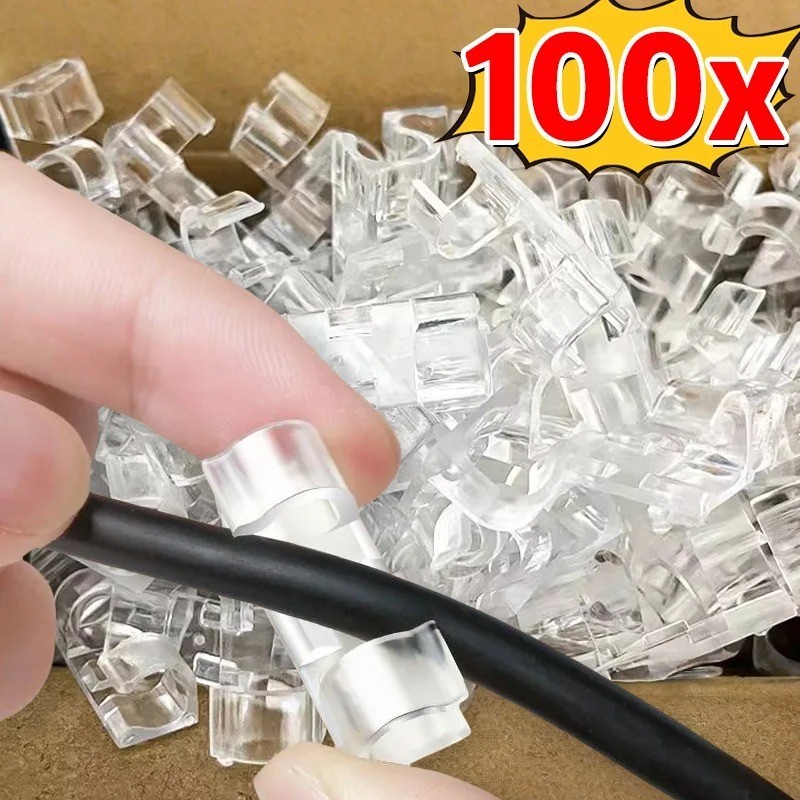 10-100 Cable Clips Self-Adhesive Tie Cord Management Wire Holder Organizer Clamp