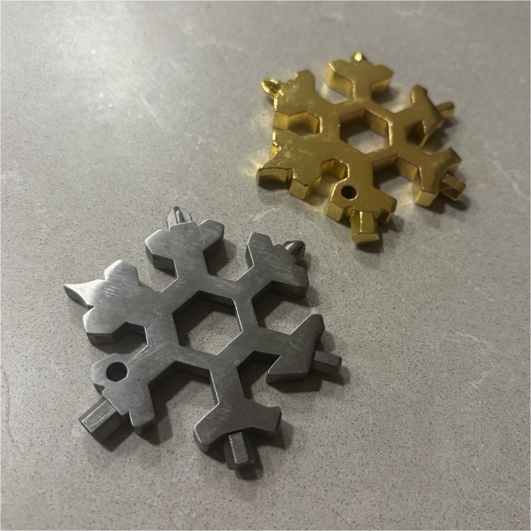 Snowflake Multitool Phillips Head & Allen Key Set Steel 2-Piece Silver and Gold