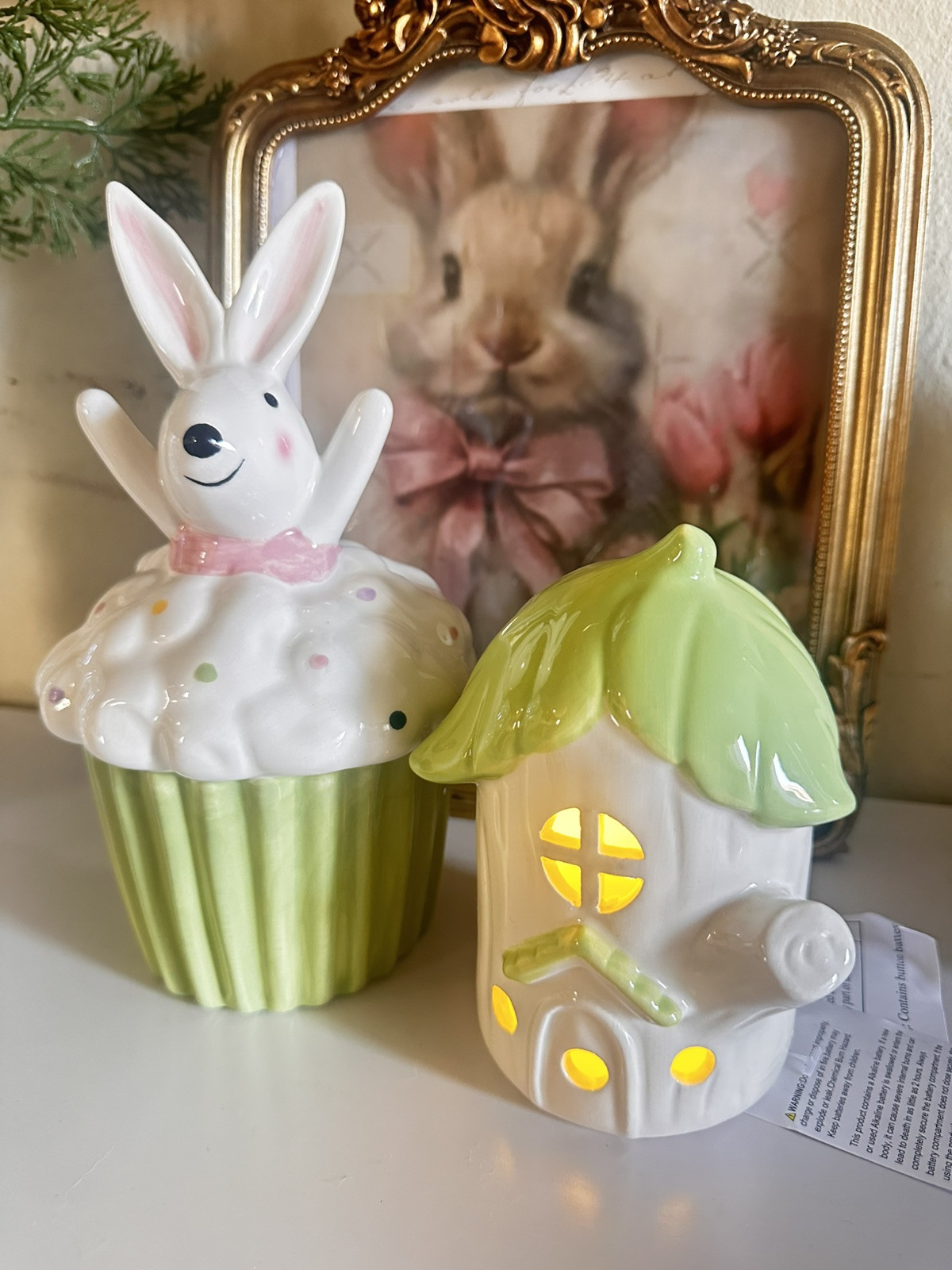 Bunny cupcake  House Green  5.38 inches 2 set 2
