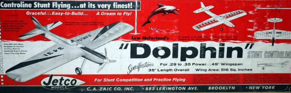 DOLPHIN PLAN + CONSTRUCTION ARTICLE for Lew McFarland's 48" UC Model Airplane