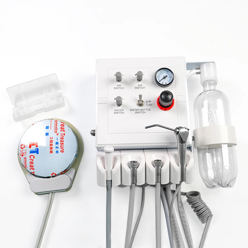 Portable Dental Turbine Unit 4 Hole with Weak Suction Work with Air Compressor