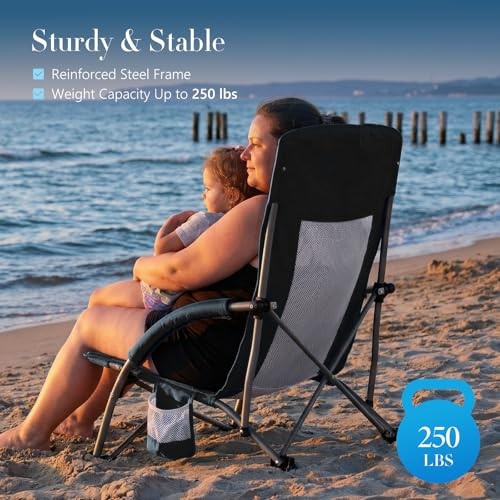 Low Beach Chair for Adults, Lightweight Folding 25.79*22.24*27.36inch Black