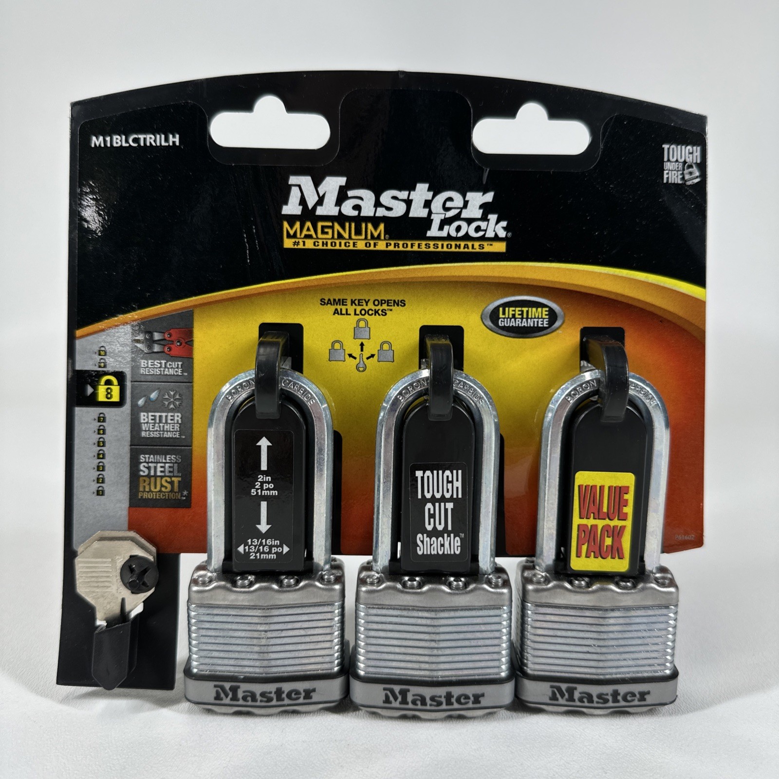 Master Lock Magnum Laminated Steel Padlock – 3‑Pack – Brand New