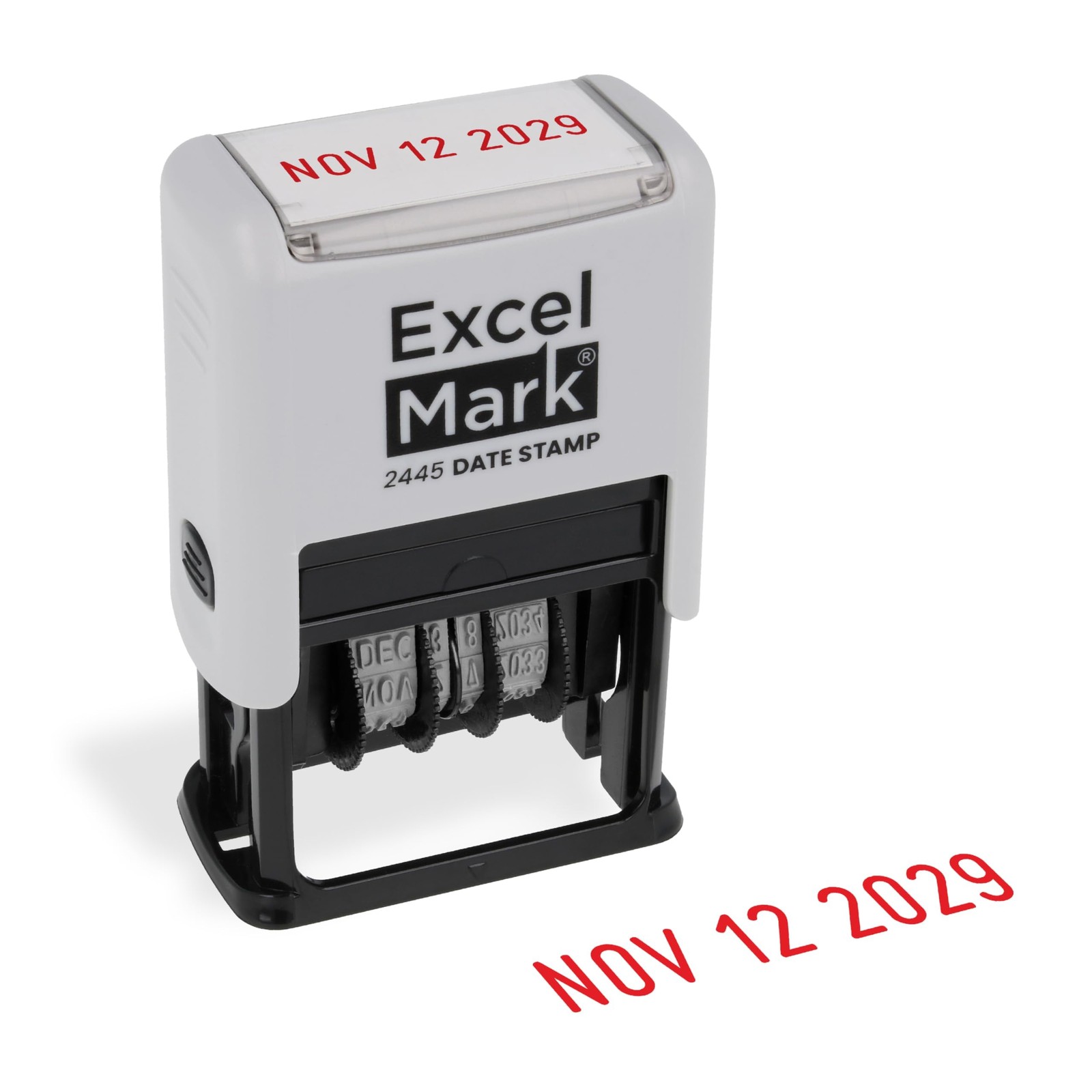 ExcelMark Date Stamp Red Ink Gray Mount