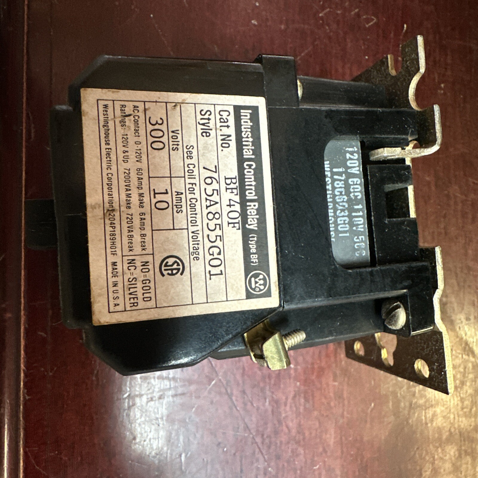 Industrial Control relay Cat. No. BF40F Style 765A855G01
