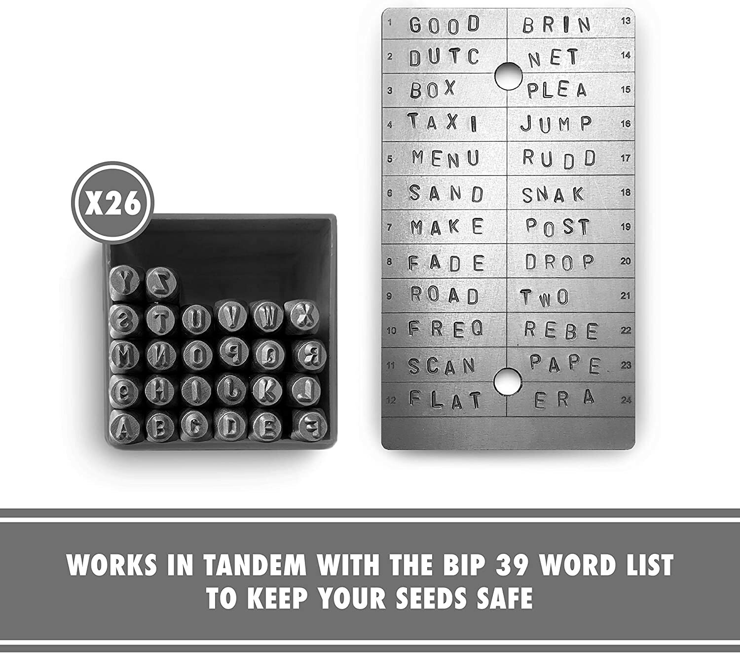 ColdTi - Titanium Crypto Seed Plates for Cold Storage (with Alphabetic Punches)