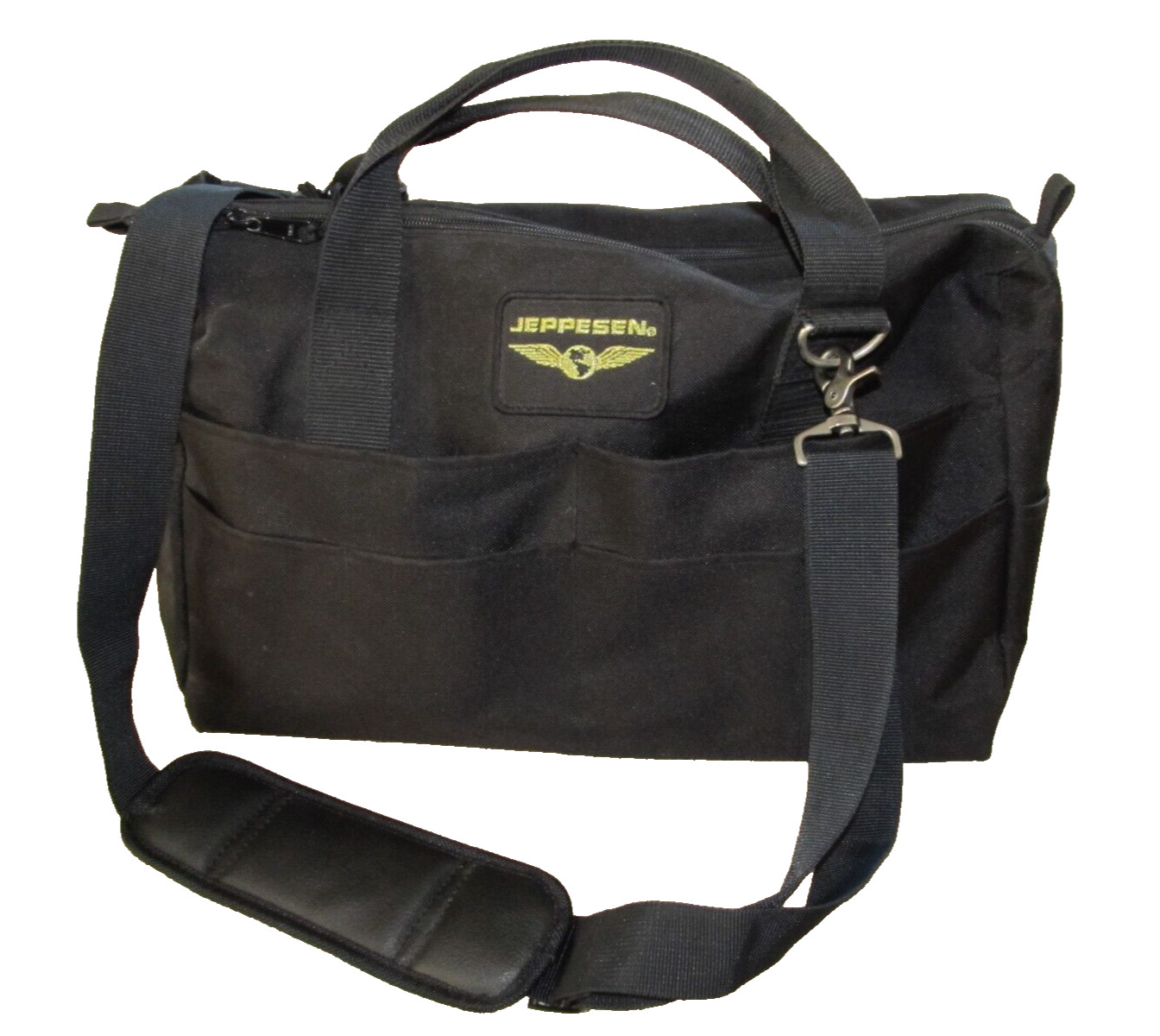 Jeppesen Flight Bag Duffle Book Bag Pilot Crew Student Black Canvas Shoulder