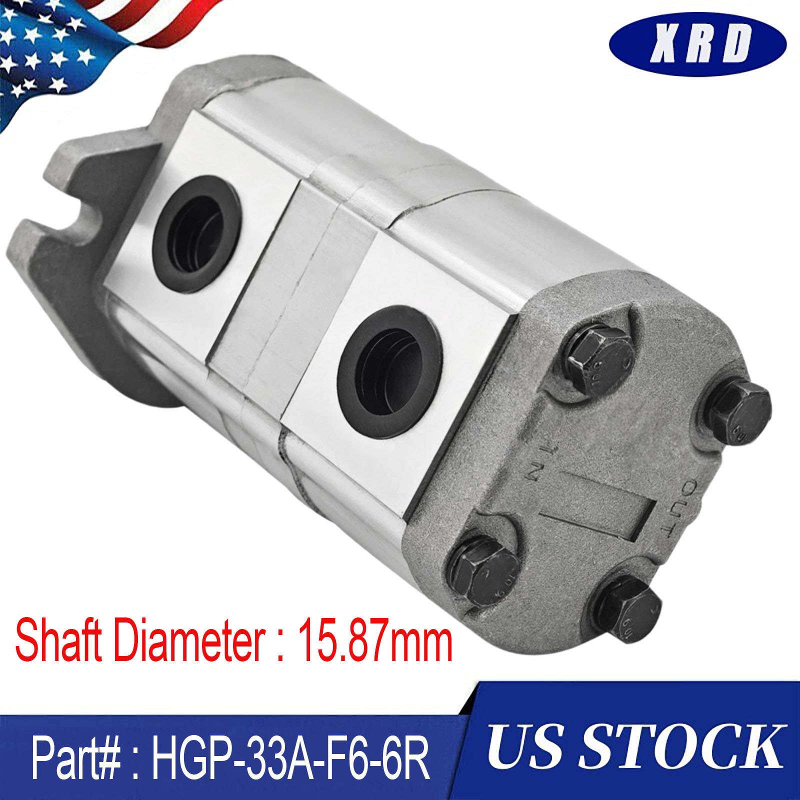 Shaft 15.87mm For Hydraulic Tandem Double Gear Pump Replacement HGP33AF66R US