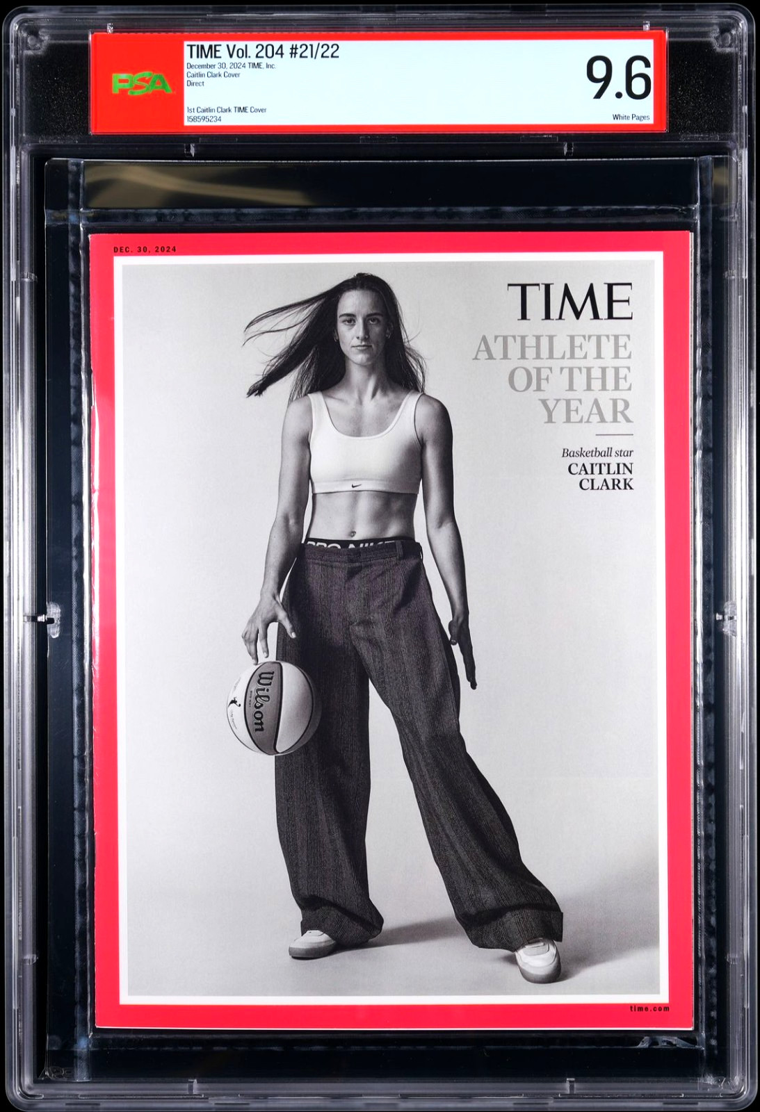 PSA 9.6 - Caitlin Clark TIME Magazine - Dec. 30, 2024 - Athlete of the Year (RC)