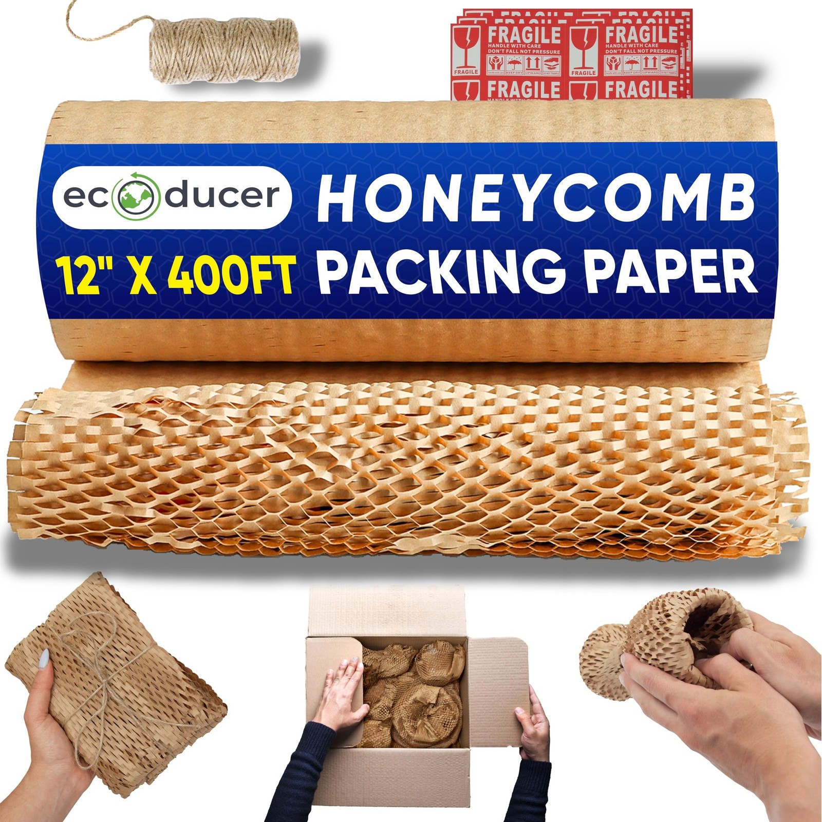 Honeycomb Packing Paper 12”x400’ Moving Supplies. Eco Friendly Bubbl