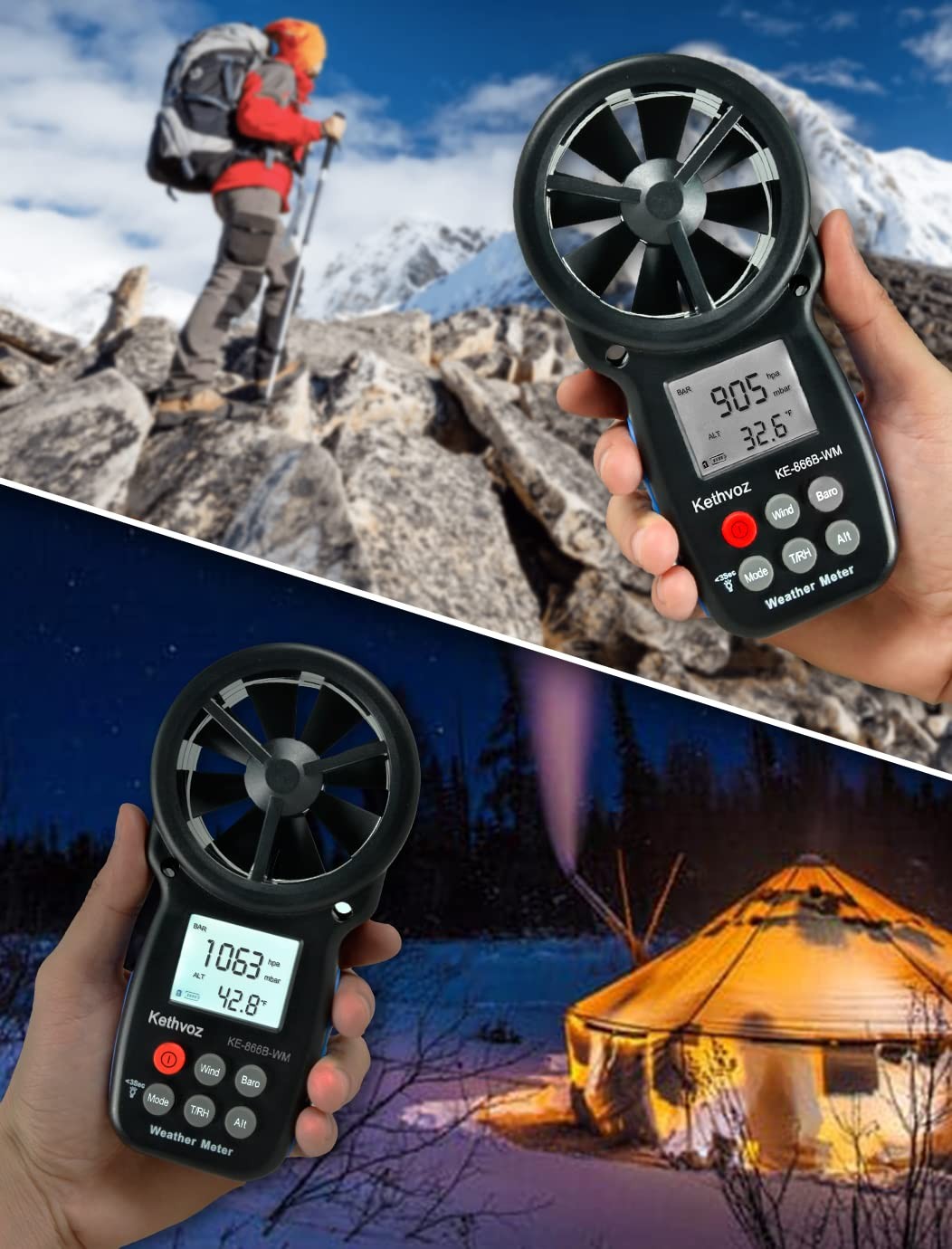 Digital Anemometer Handheld Wind Meter for Measuring Wind Speed, Wind...