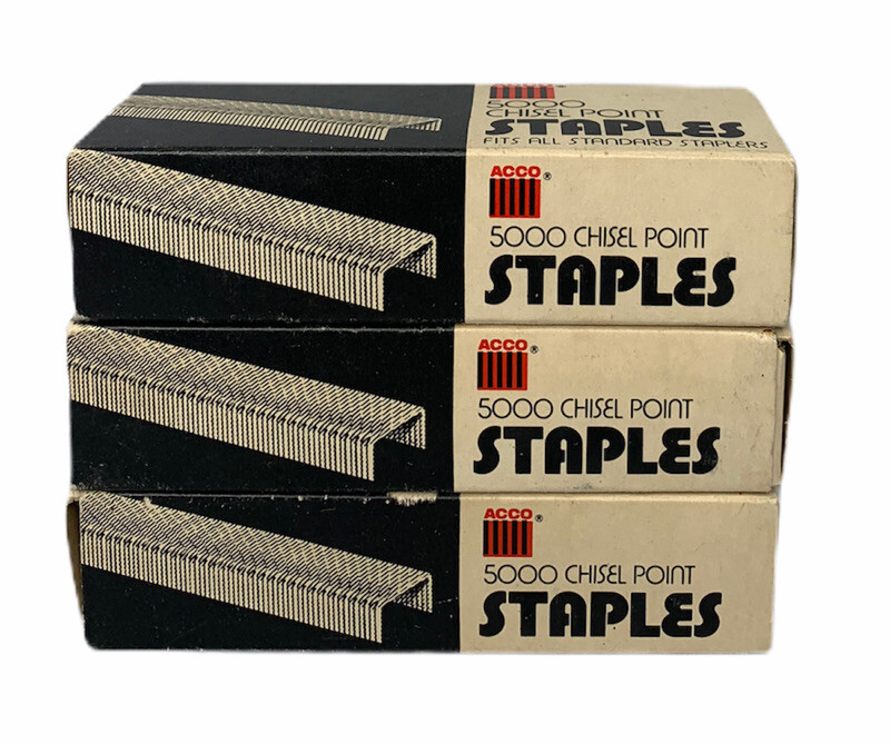 Vintage ACCO Chisel Point Staples in Box 3 Boxes 5000 Each 15000 Total #73750