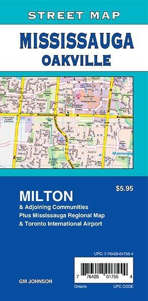 Street Map of Mississauga, Oakville, Milton, Ontario, Canada, by GMJ Maps