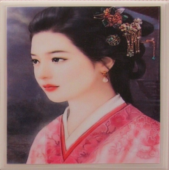 Tile Coasters Ceramic - Pretty Girl - Set of 1   ( Buy 3  Get 1  Free)  4 C