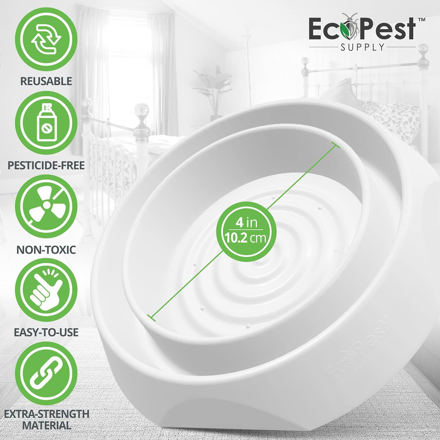 Bed Bug Interceptors – 4 Pack | Bed Bug Blocker (Pro) Interceptor Traps (White)