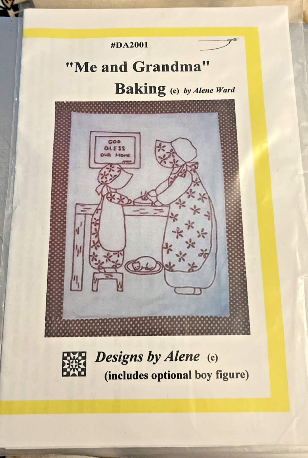 “Me and Grandma “Boy or Girl w/Grandma Baking Redwork Designs by Arlene # DA2001