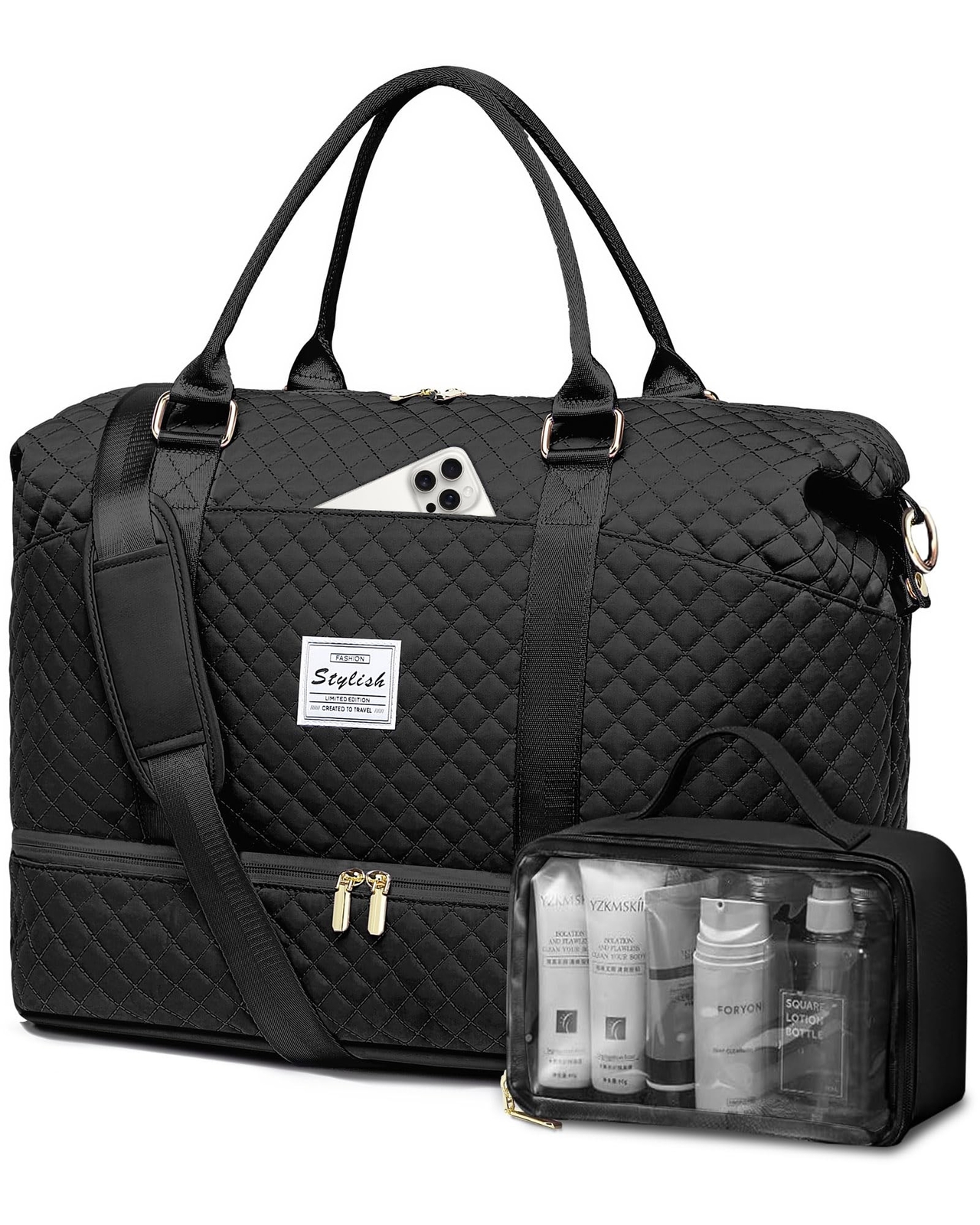 Women Weekender Travel Duffle Bags: Duffel Overnight Bag with Shoe Compartmen...