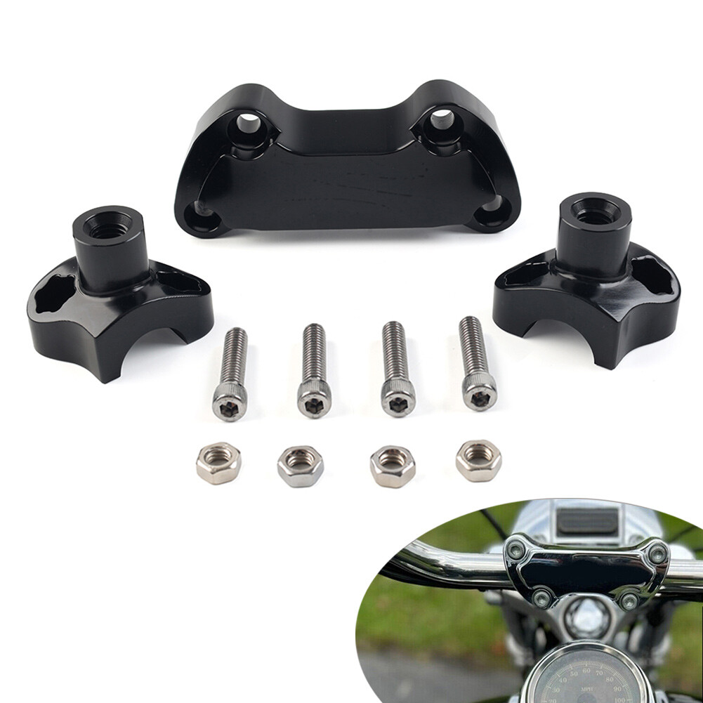 1.7" Handlebar Risers Top Clamp for Harley Dyna Softail Sportster Black