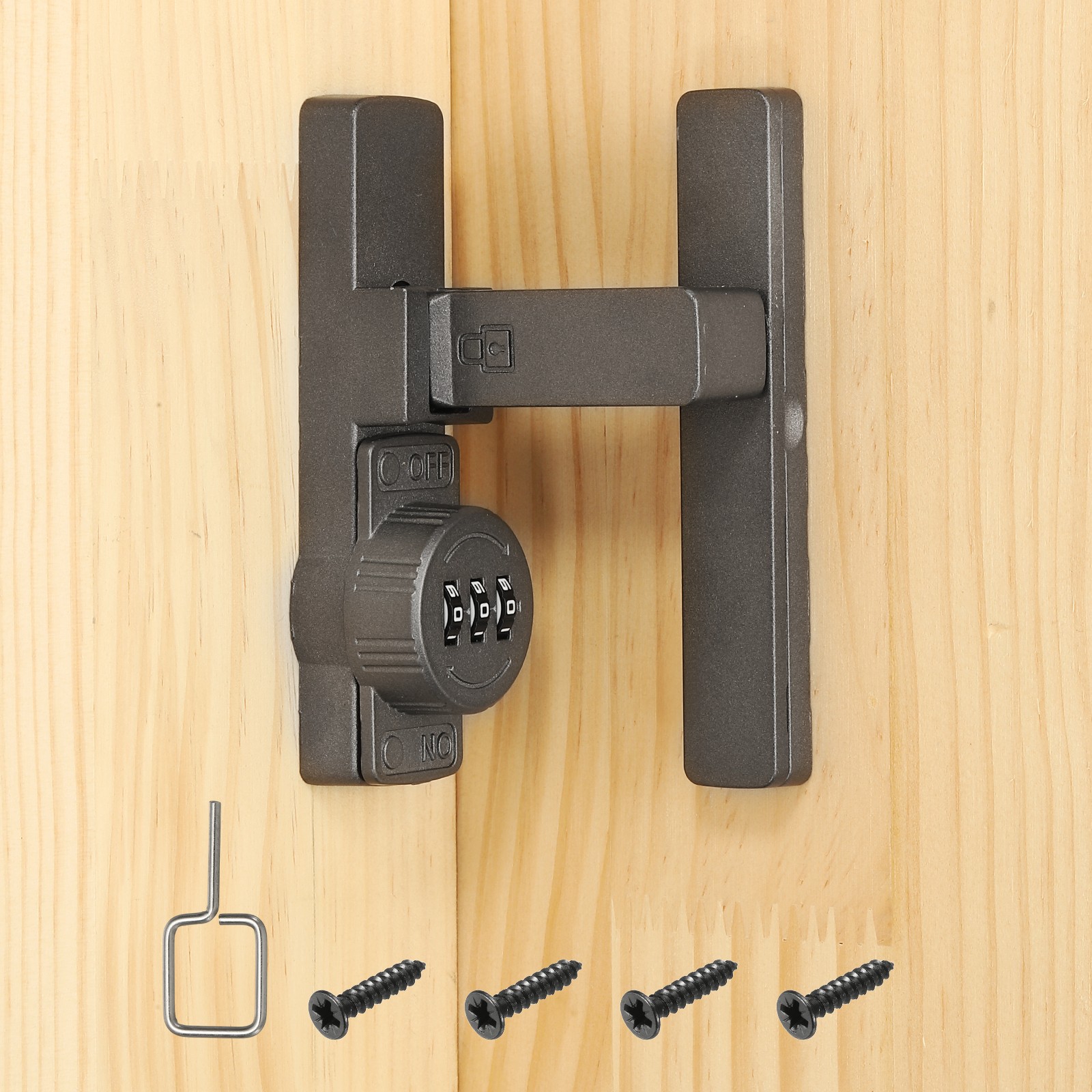 90 Degree Barn Door Lock Flip Sliding 3 Digit Password Lock, Gray