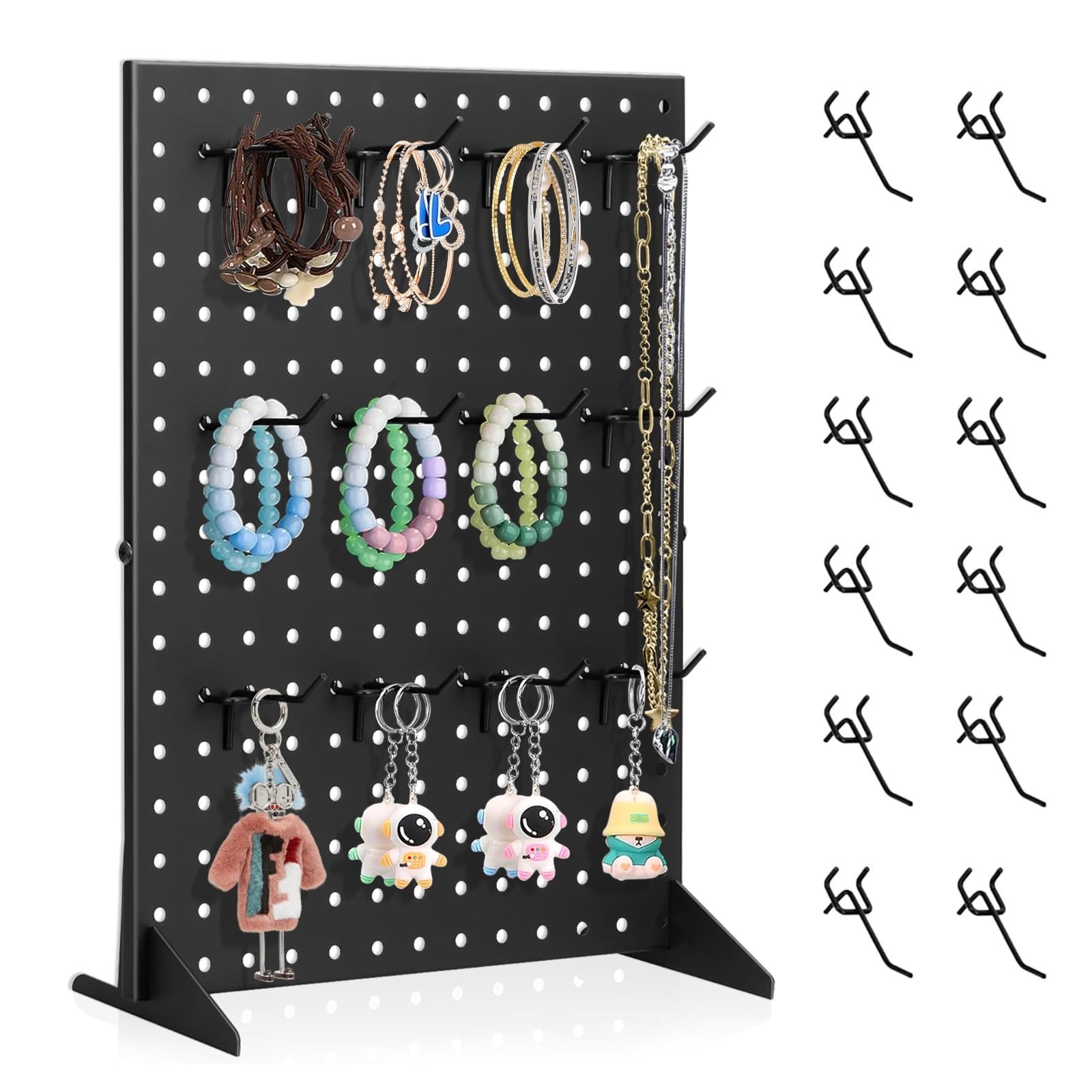 Peg Board Display Stand for Vendors with 12 Hooks Metal Tabletop Pegboard Dis...