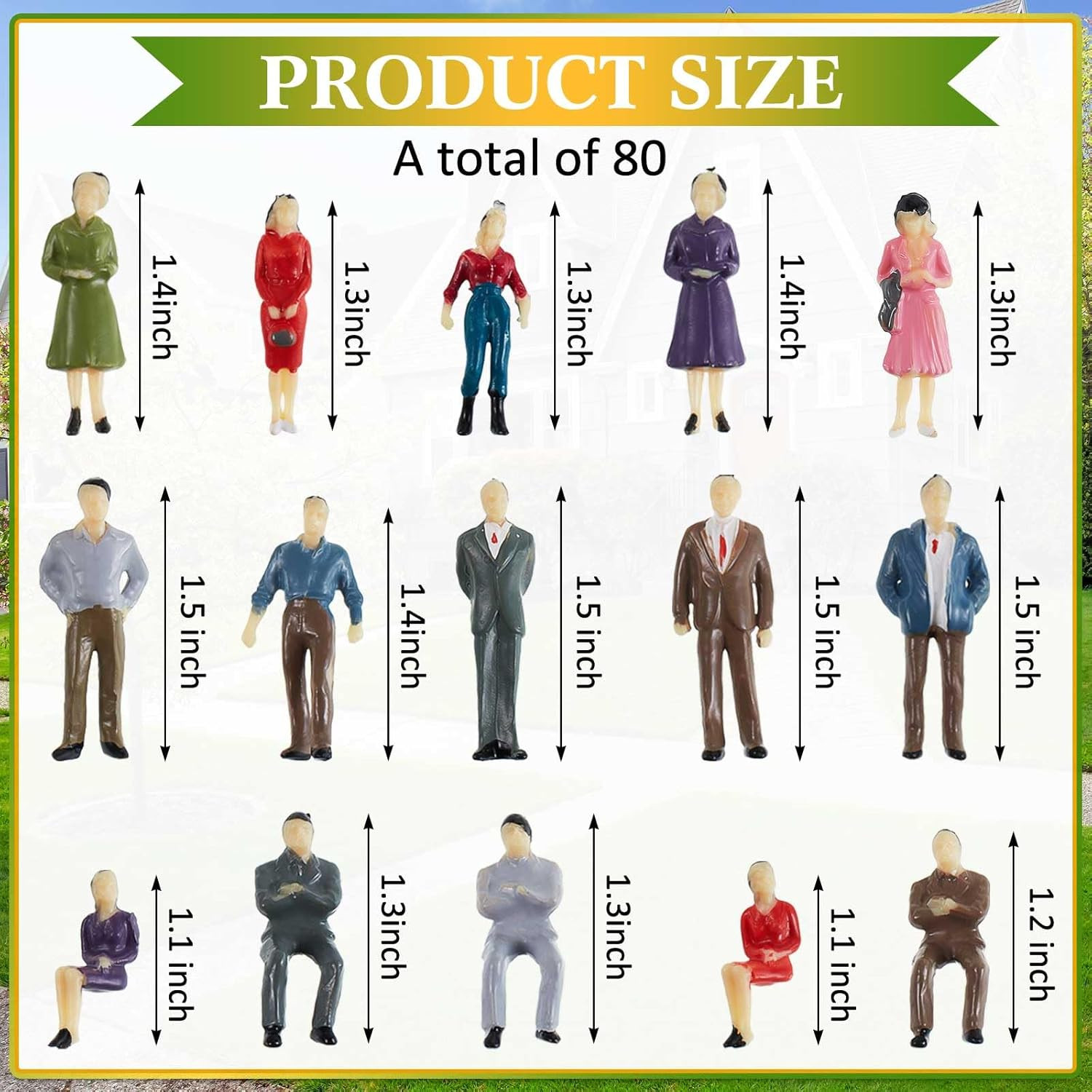 80 Pcs Mini People Figurines 1:50 Scale Model Trains Architectural Painted Peopl