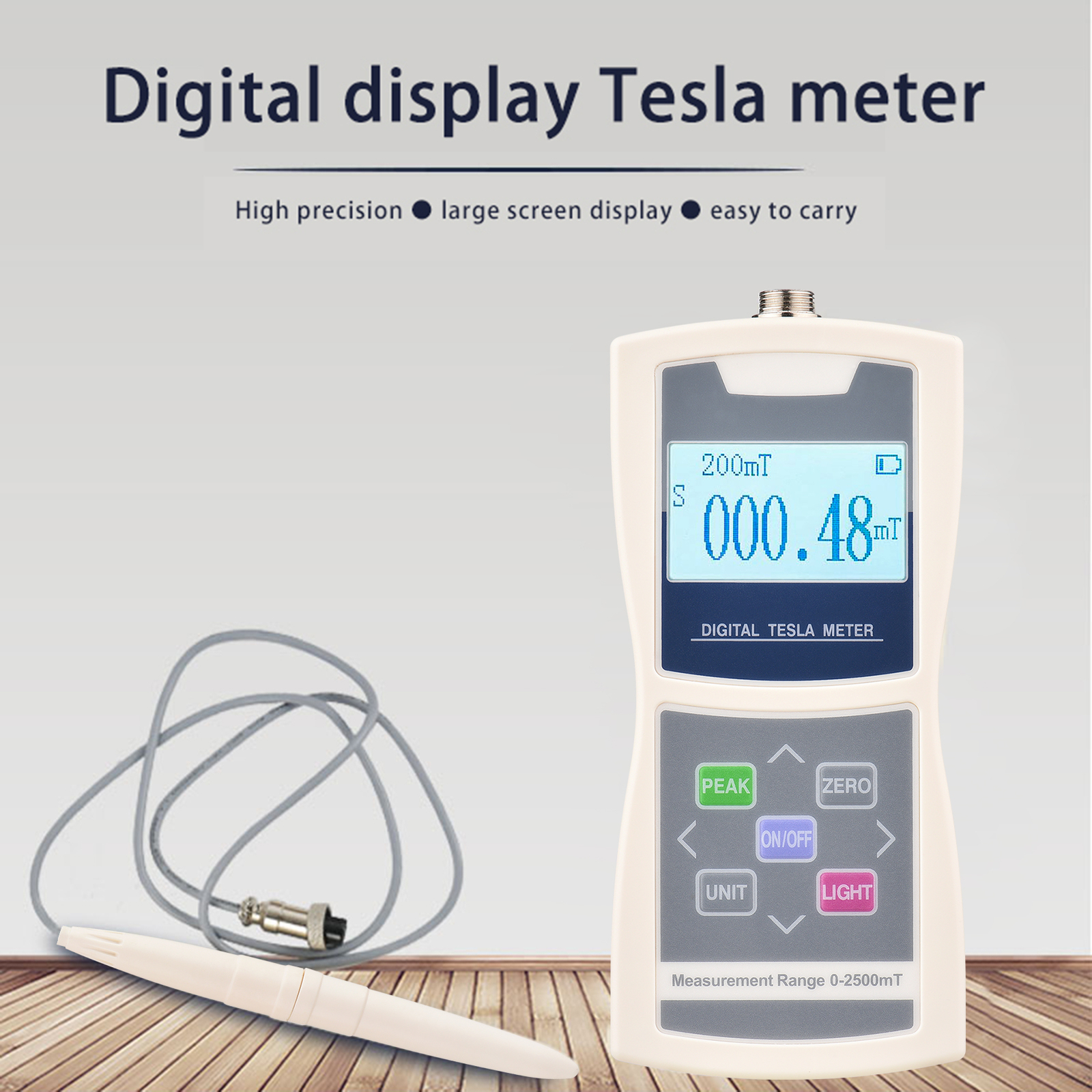 Digital Tesla Meter Gaussmeter Auto 200mT/ 2000mT High Accuracy O8V4