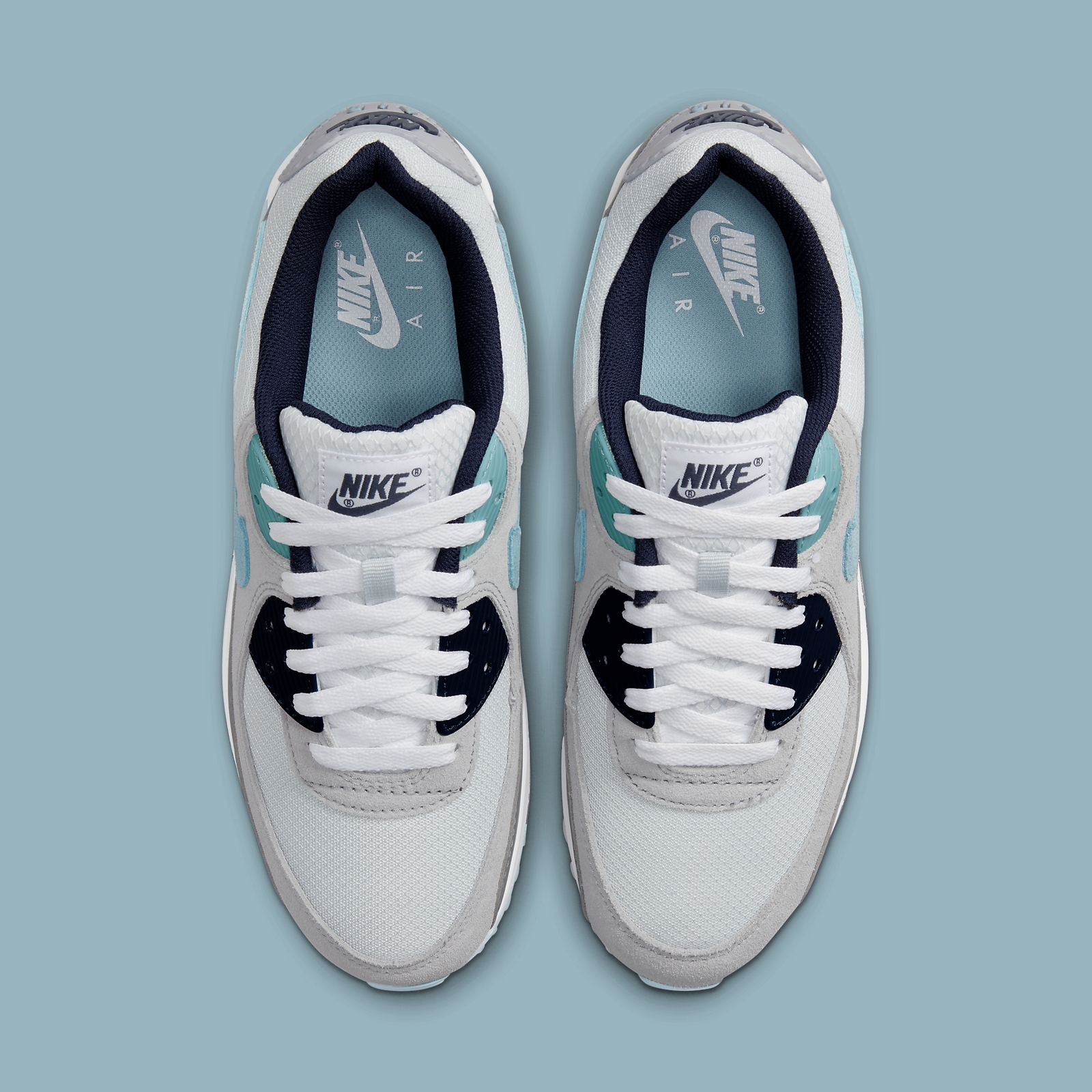 Nike Air Max 90 Pure Platinum Worn Blue White DM0029-003 sz 8 Men's