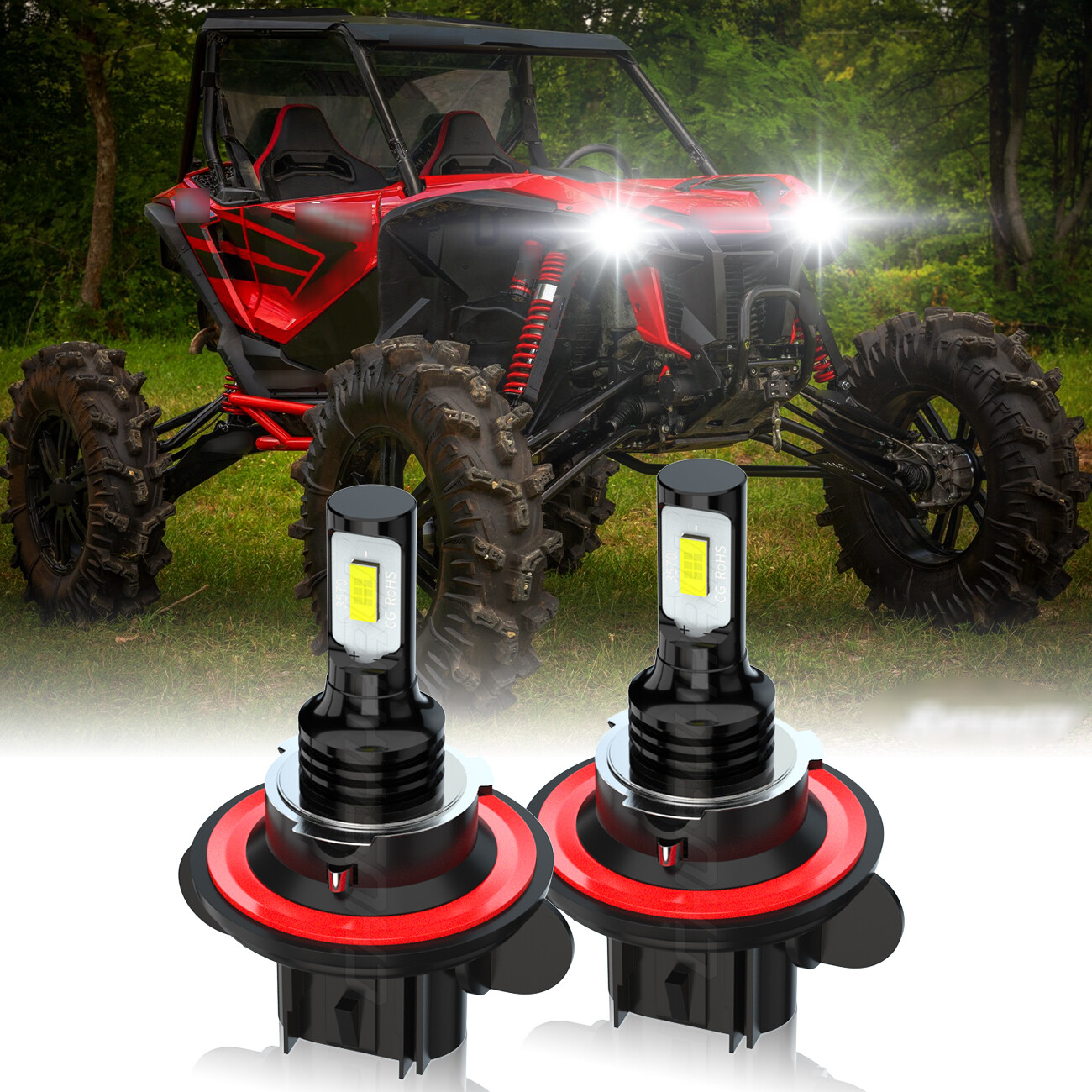 2 SUPER Bright LED headlight bulbs for 2015-2016 Polaris RZR 900 S ATV UTV