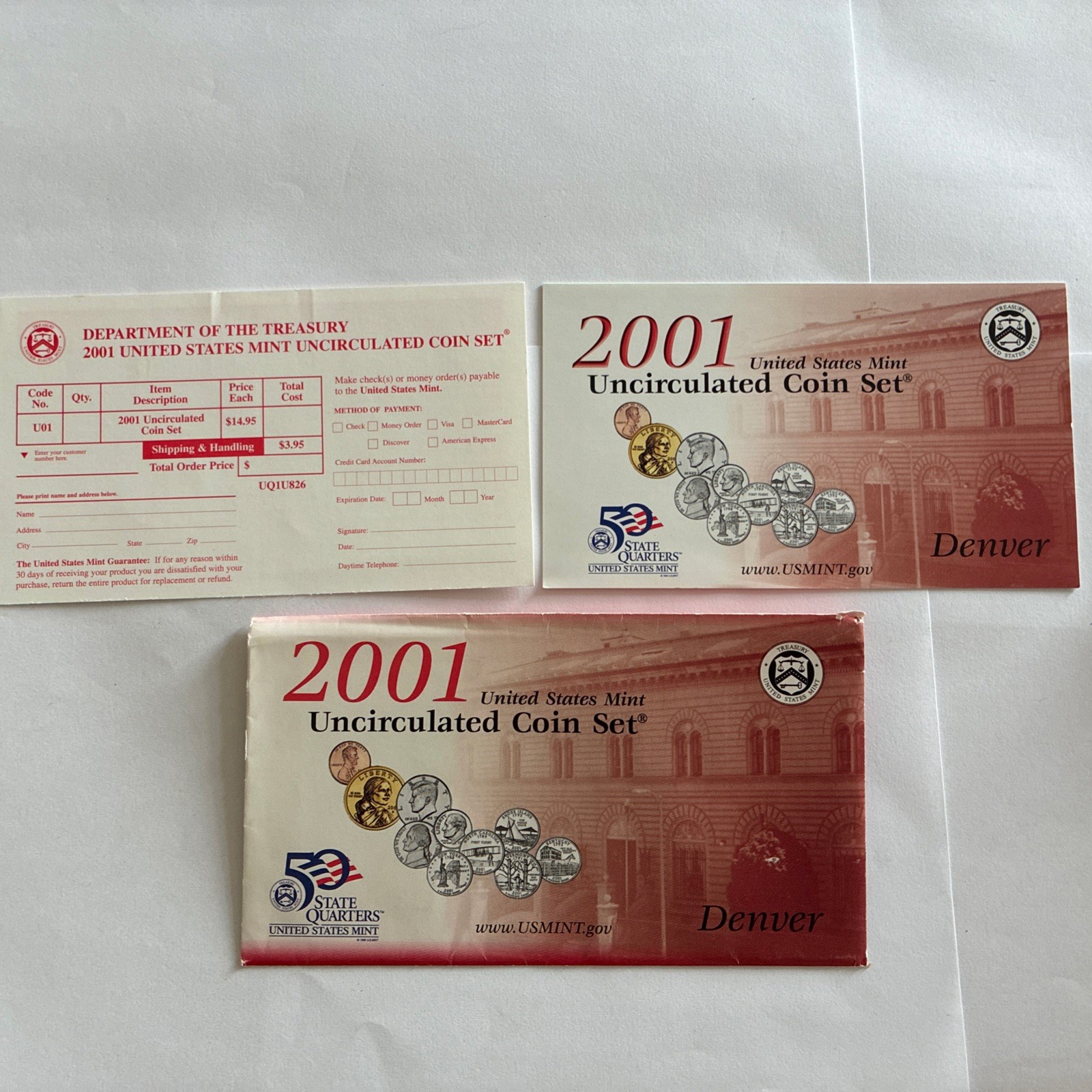 2001 D US Mint Uncirculated Set ENVELOPE - REPLACEMENT ENVELOPE - NO COINS