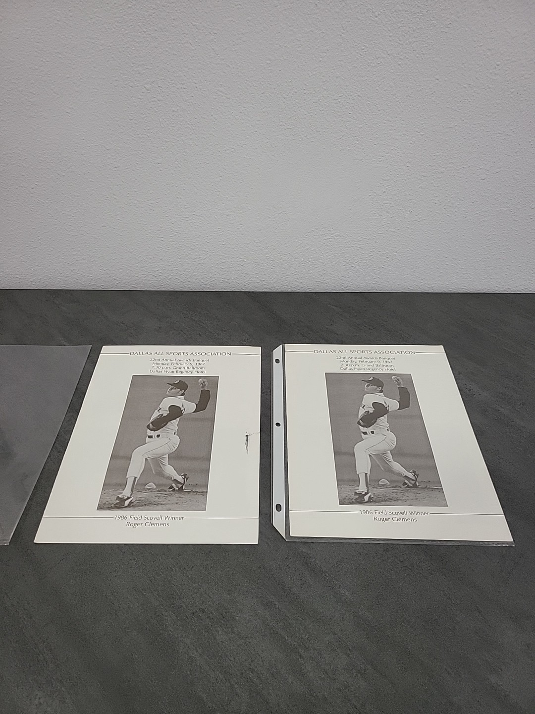 1986 Dallas All Sports Association 22nd Annual Banquet Programs- Roger Clemens