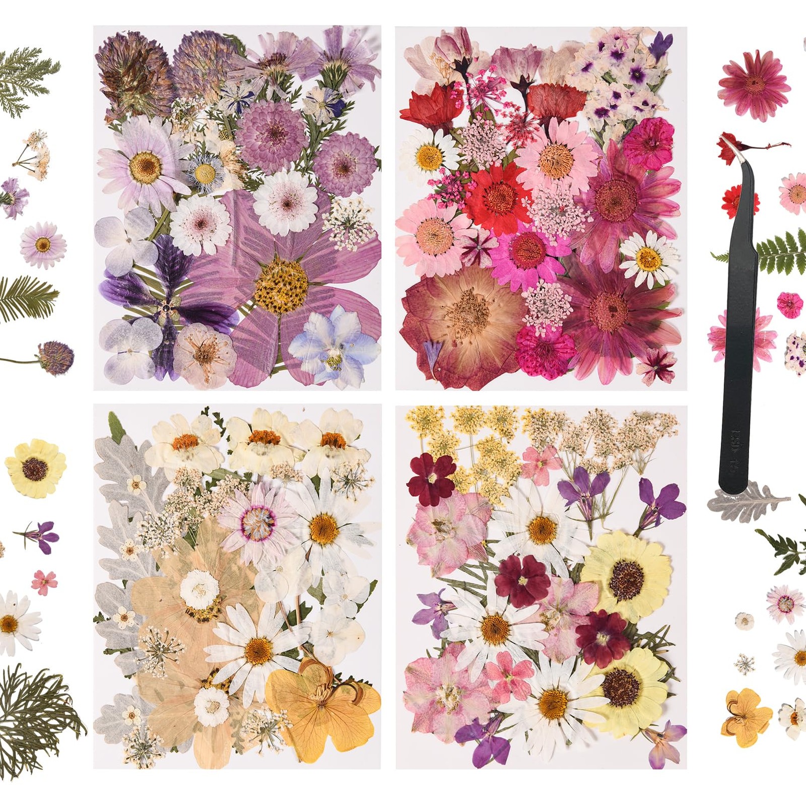 110 PCS Pressed Flowers for Resin molds Real Dried Flower Leaves for Resin Je...