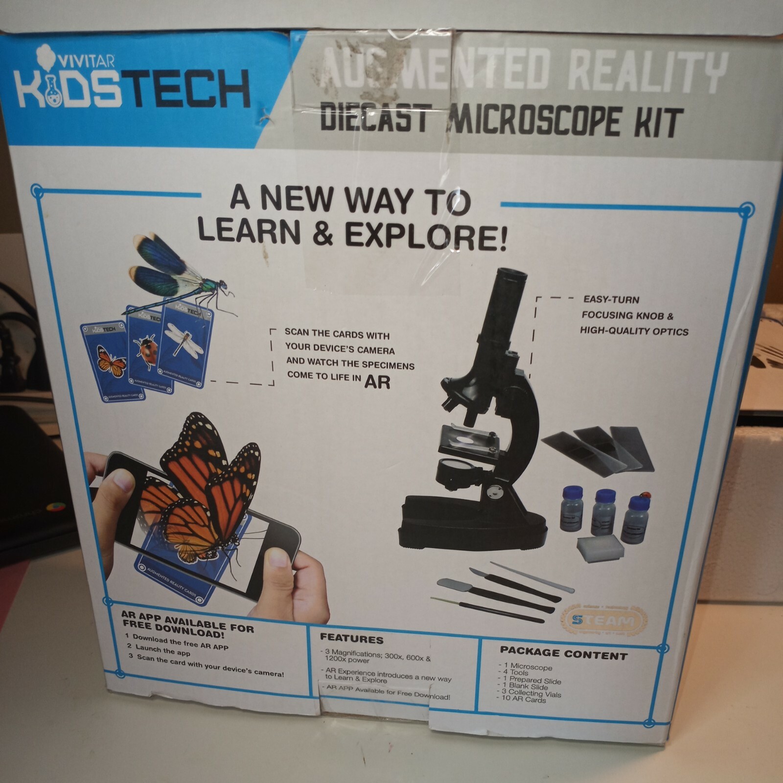 Vivitar Kids Tech Diecast Microscope Kit & Augmented Reality Cards VA90029