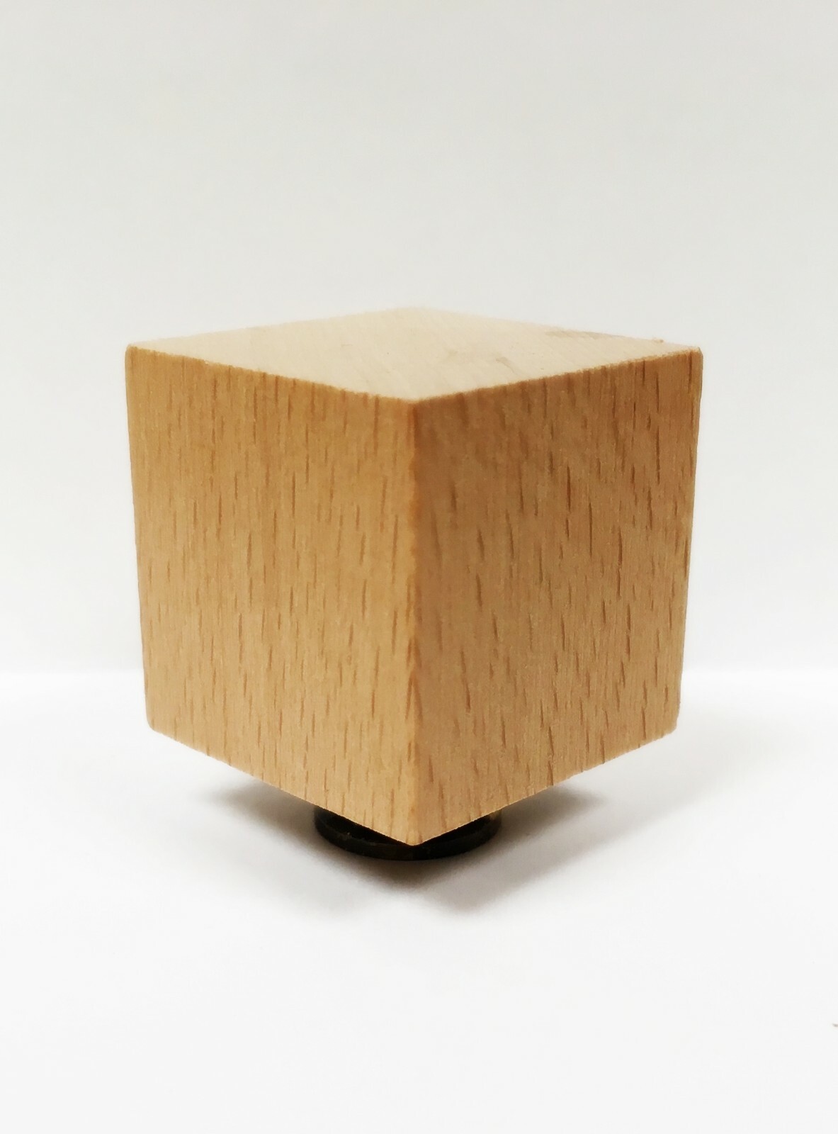 Lamp Finial-SOLID BEECH WOOD CUBE-W/Dual Thread Base-Antique Brass