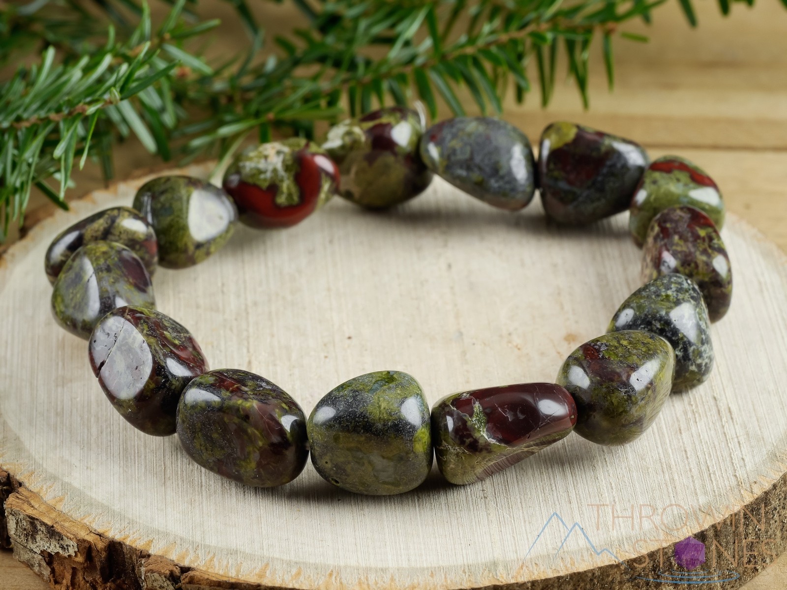 DRAGONS BLOOD JASPER Crystal Bracelet - Tumbled Beads - Handmade Jewelry, E1349