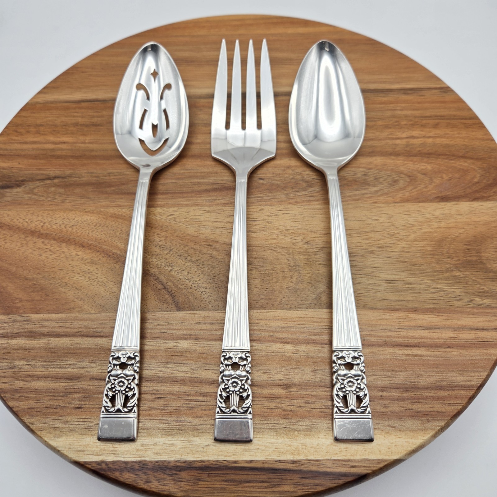 Oneida Coronation Community Silverplate 3 Piece Serving Set Meat Fork & 2 Spoons