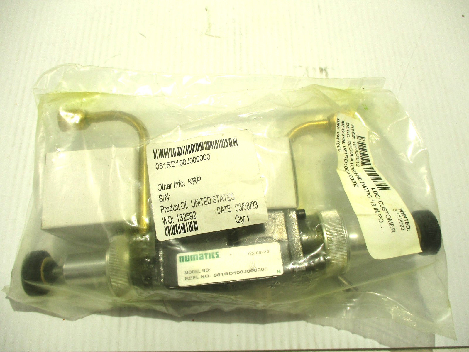 NEW NUMATICS 081RD100J000000 SANDWICH DUAL AIR REGULATOR