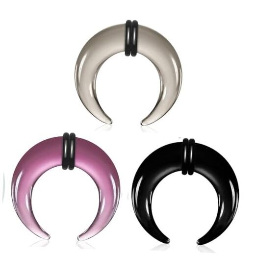 3 PCS 14G-0G 2.0mm (12G) /3 PCS 1 Piece Black + 1 Piece Purple + 1 Piece Smoke