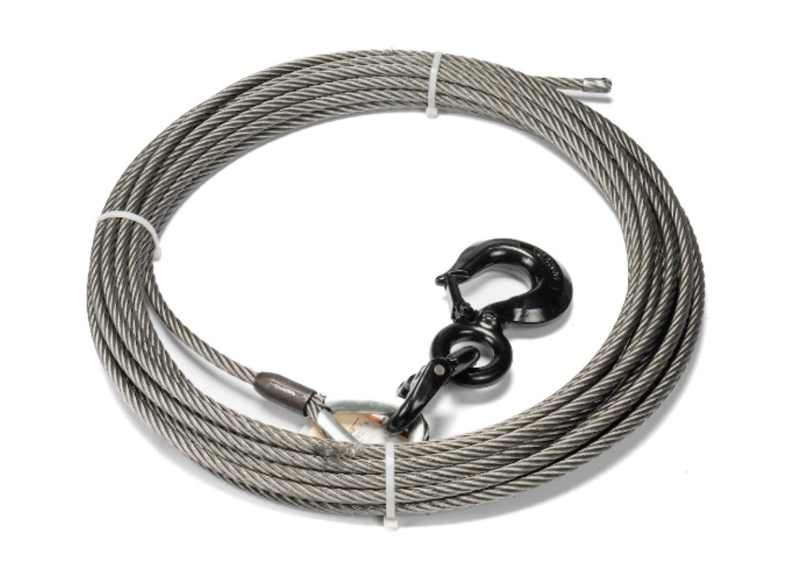 WARN 77534 Galvanized Steel Cable Wire Rope with Hook, 1/2" x 75'' 26,600lbs