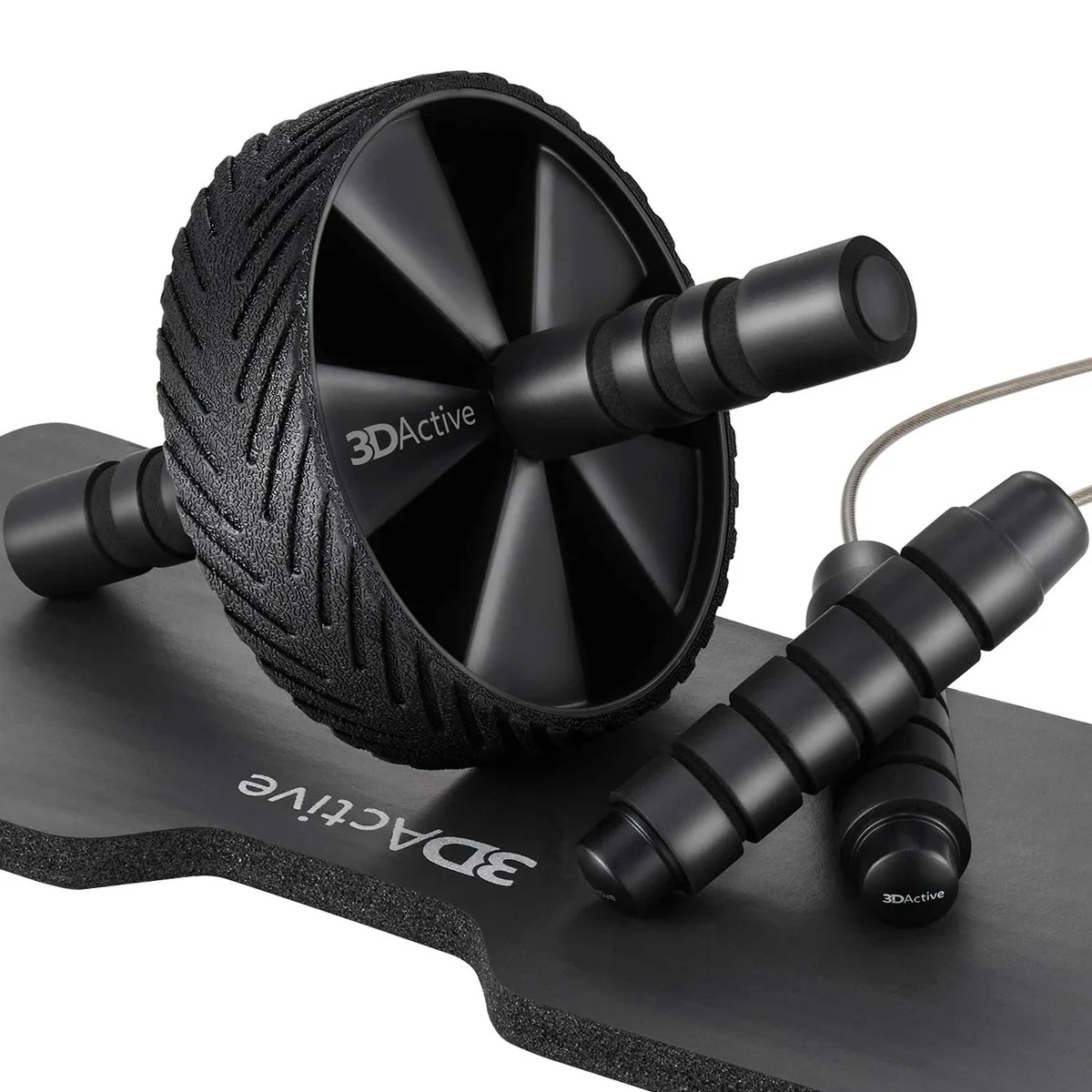 3DActive Ab Roller Wheel, Jump Rope, and Knee Pad Set