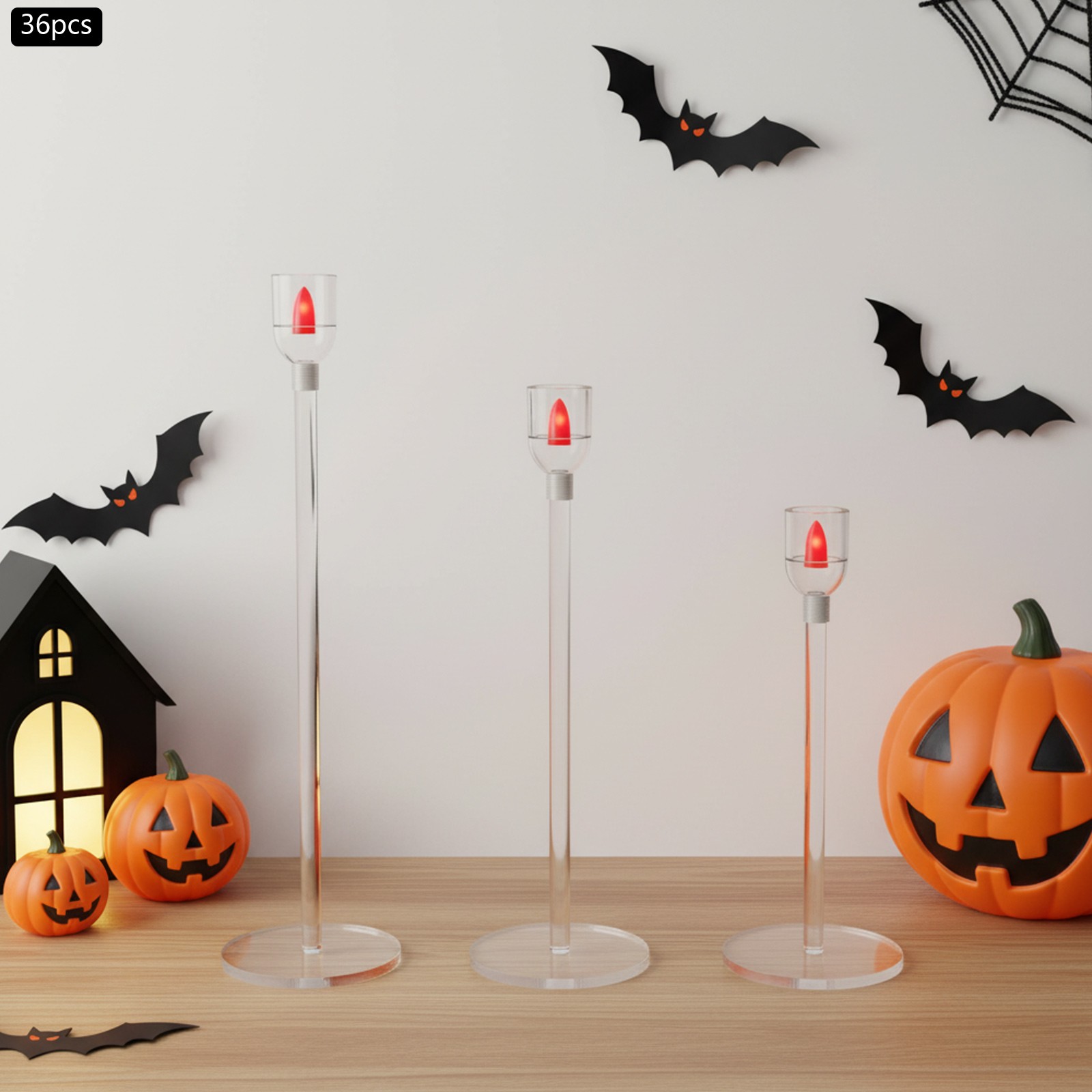 36PCS Acrylic Candlestick Holders, Free Standing Tall Candlestick Holders