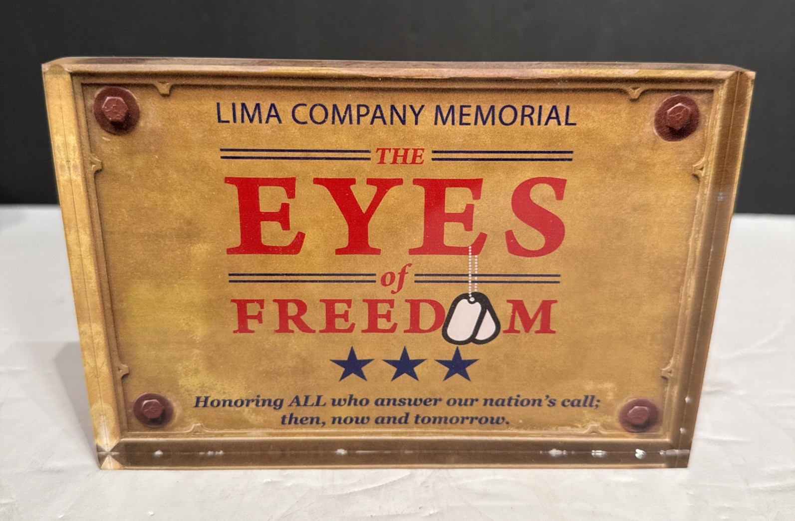 Lima Company Memorial THE EYES OF FREEDOM Veteran Paperweight - USA Military