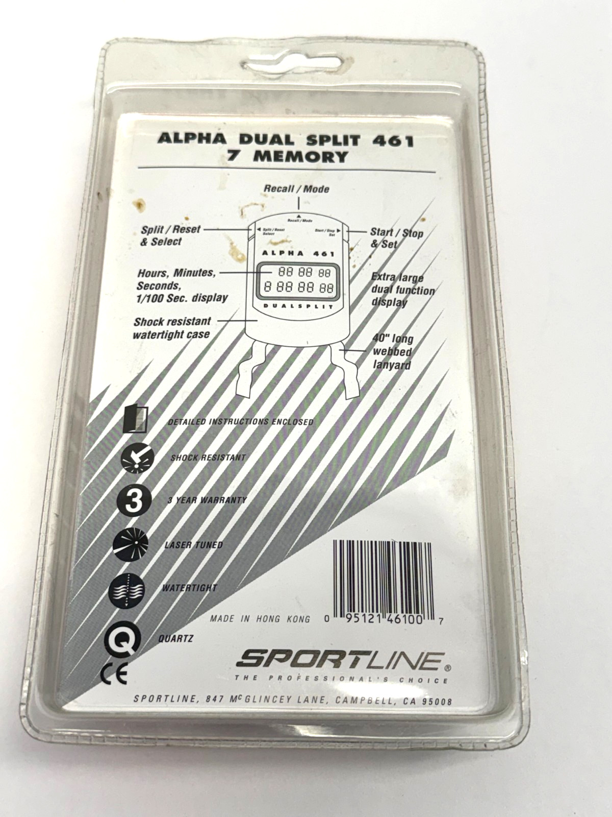 Vintage Sportline Alpha 461 Dual Split Stopwatch Timer 7 Memory Sealed